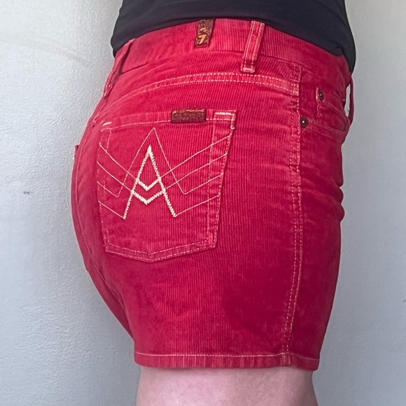 7 For All Mankind corduroy red mini skirt - Picture 6 of 9